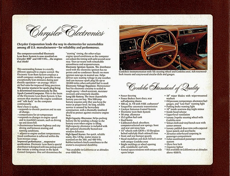 1977 Chrysler Cordoba Brochure Page 3